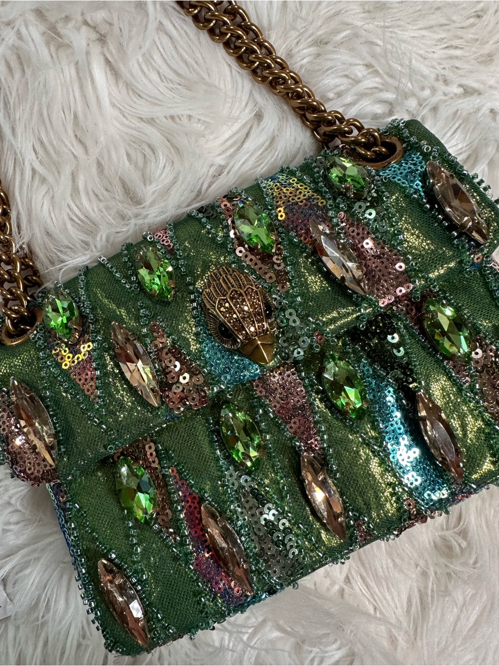 Kurt Geiger • Ornate Green Beaded & Sequin Mini Kensington - Picture 15 of 16